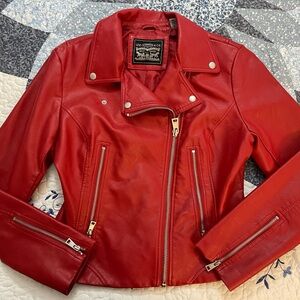 Levi's Vibrant Red Leather Jacket for Women